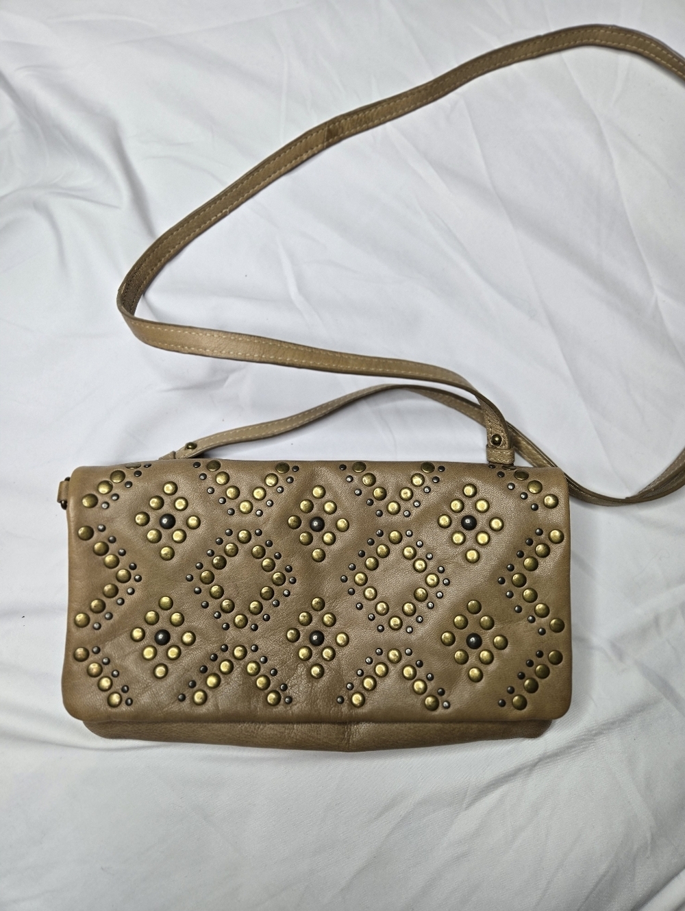 Lucky Brand Tan Studded Leather Crossbody Bag - Picture 3 of 11